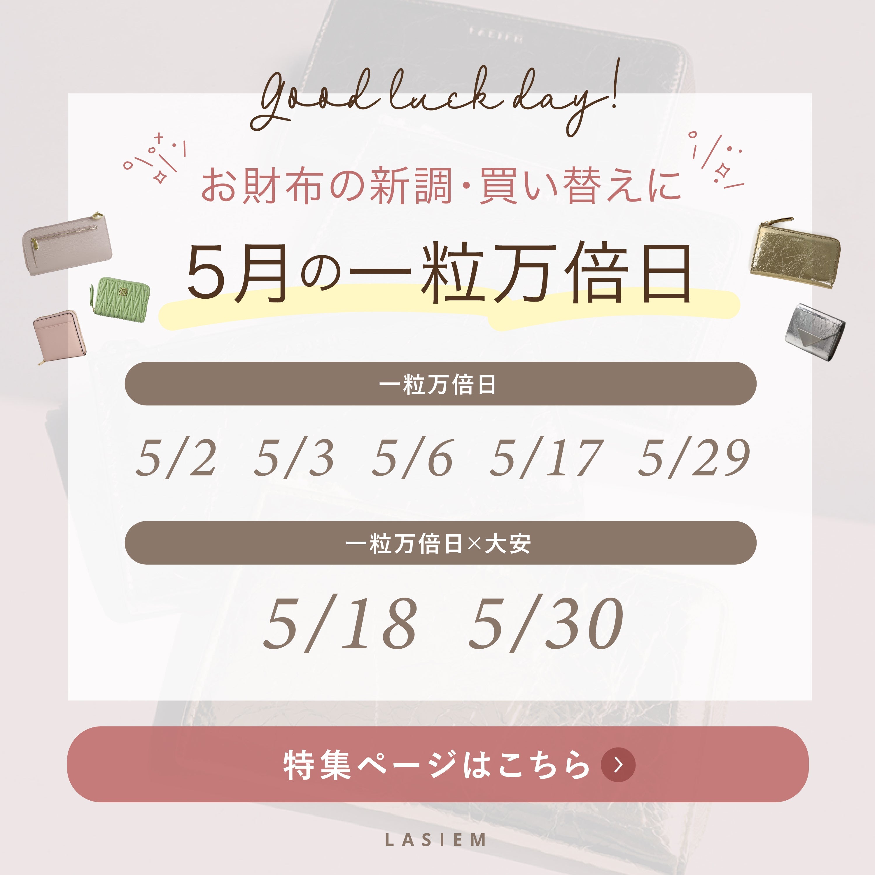 5月の一粒万倍日 お財布の新調・買い替えに!