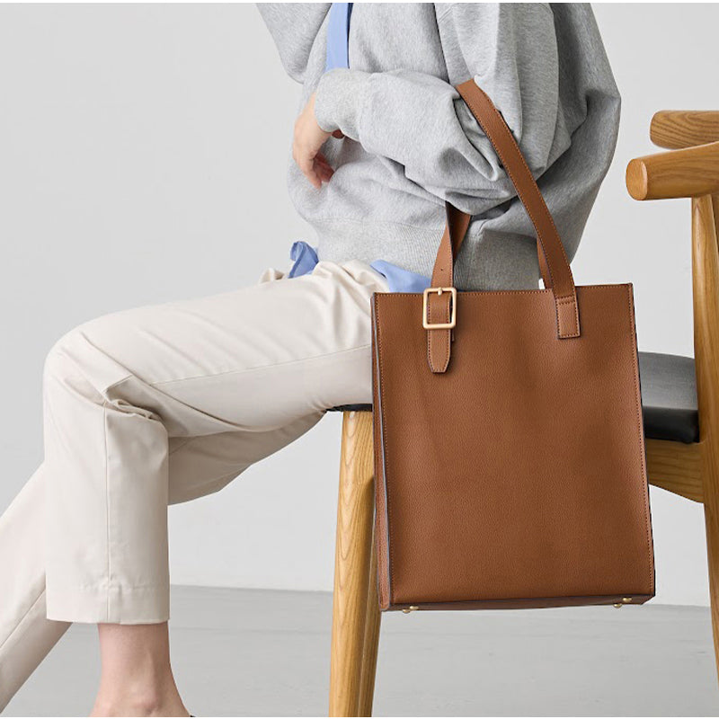 縦型レザートートバッグ