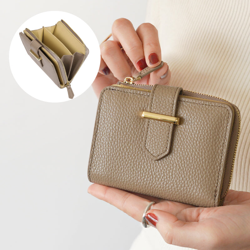 総革バイカラー 二つ折り財布