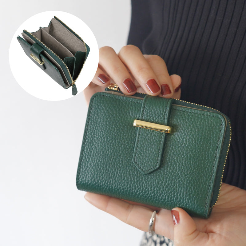 総革バイカラー 二つ折り財布