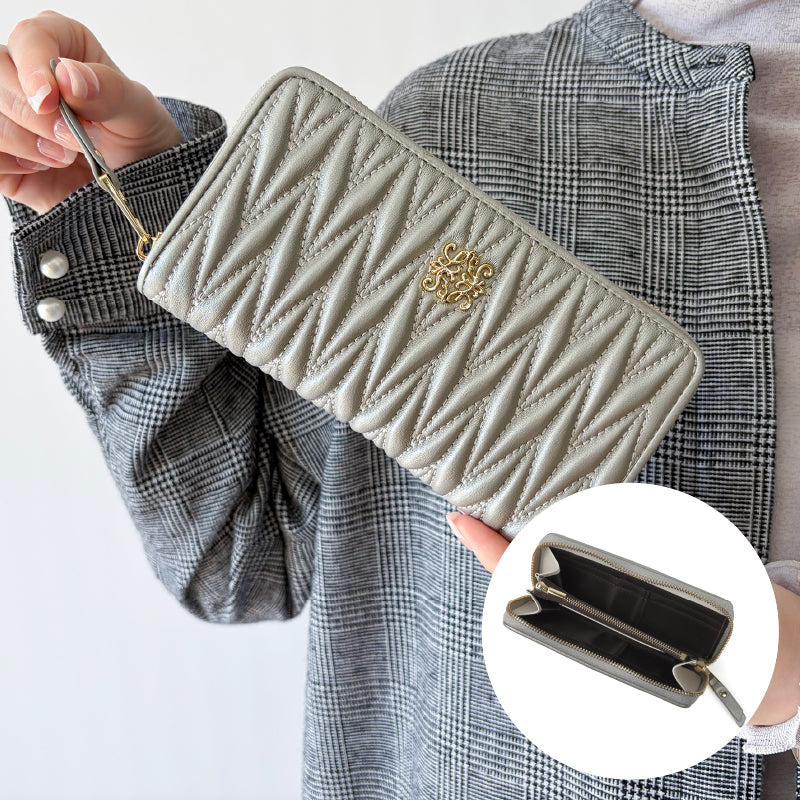 本革小さい長財布 キルティング