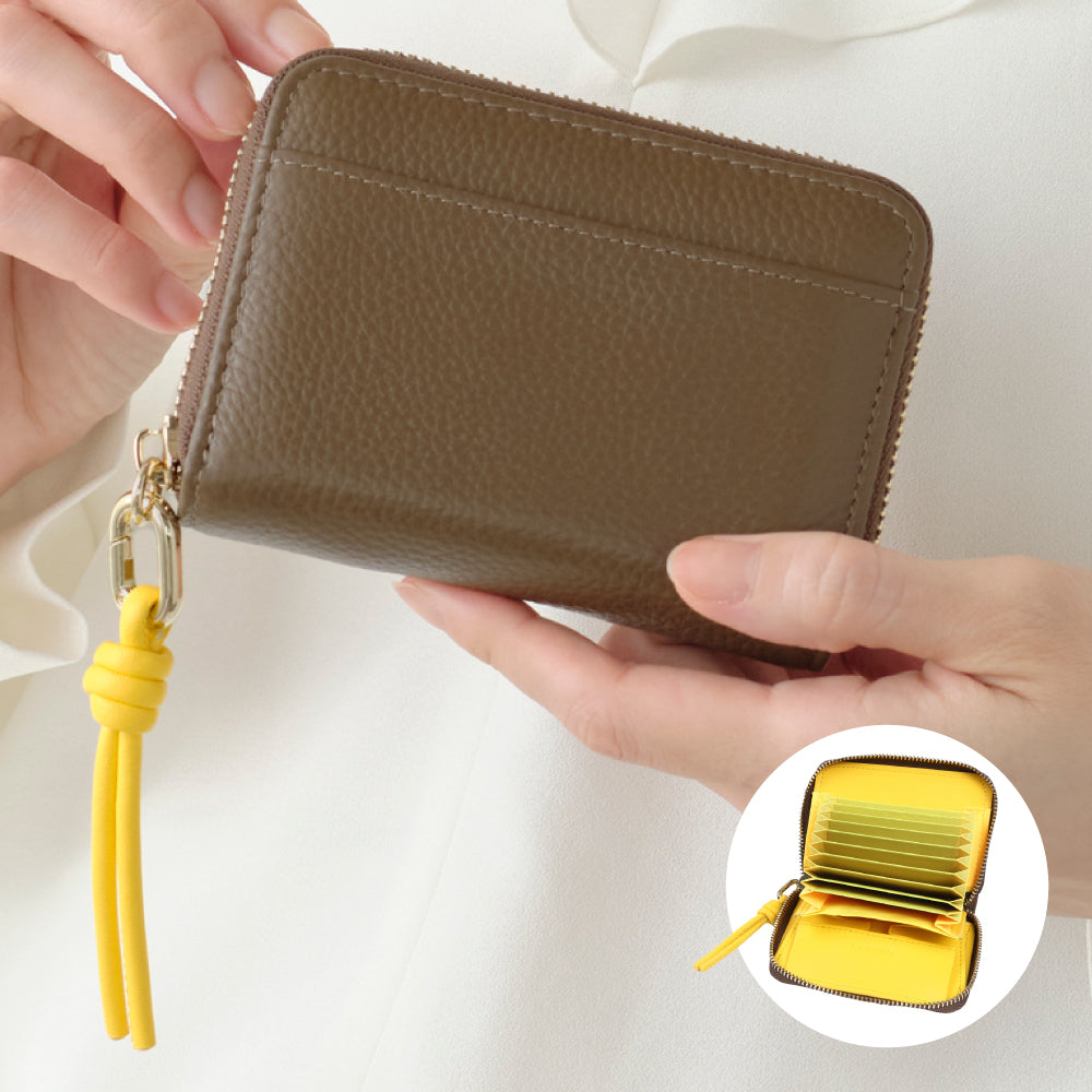 本革お札が折れないじゃばら式ミニ財布