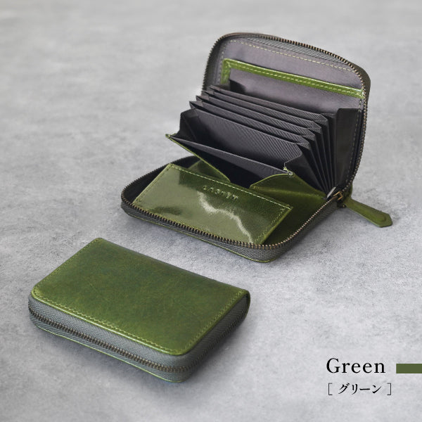 メンズ 高級タンニンなめし牛本革 薄型じゃばらミニ財布