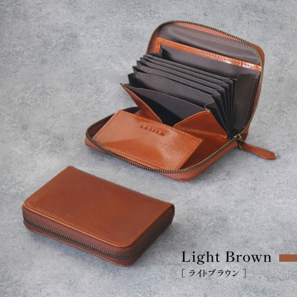 メンズ 高級タンニンなめし牛本革 薄型じゃばらミニ財布