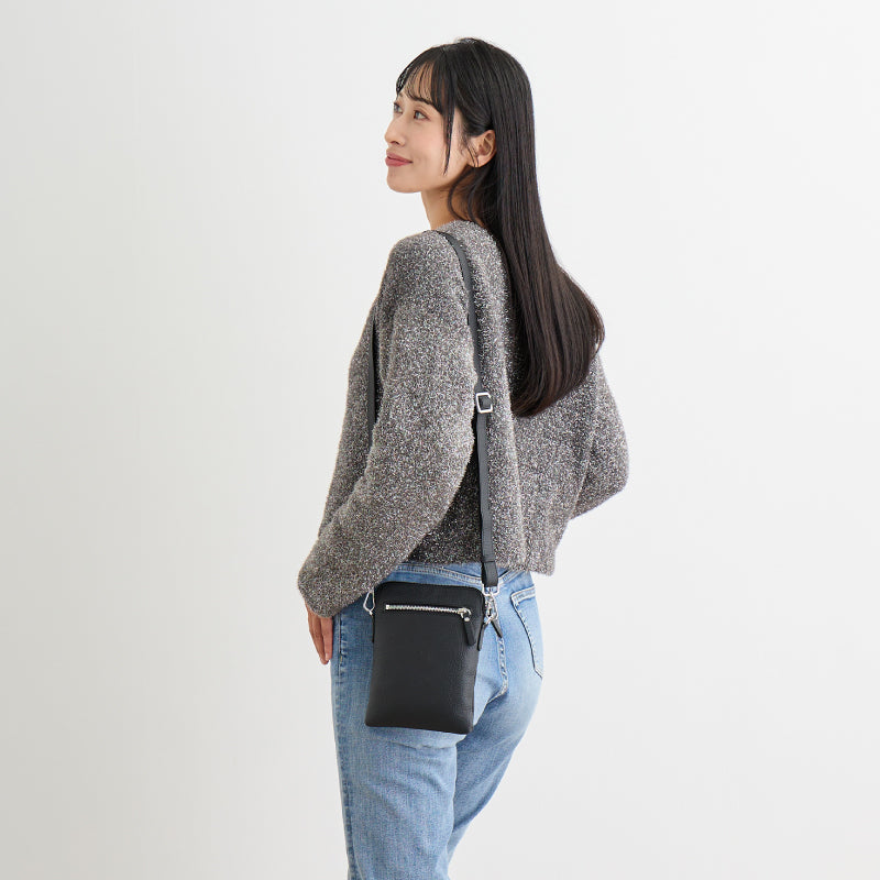 ユニセックス 本革スマホポシェット