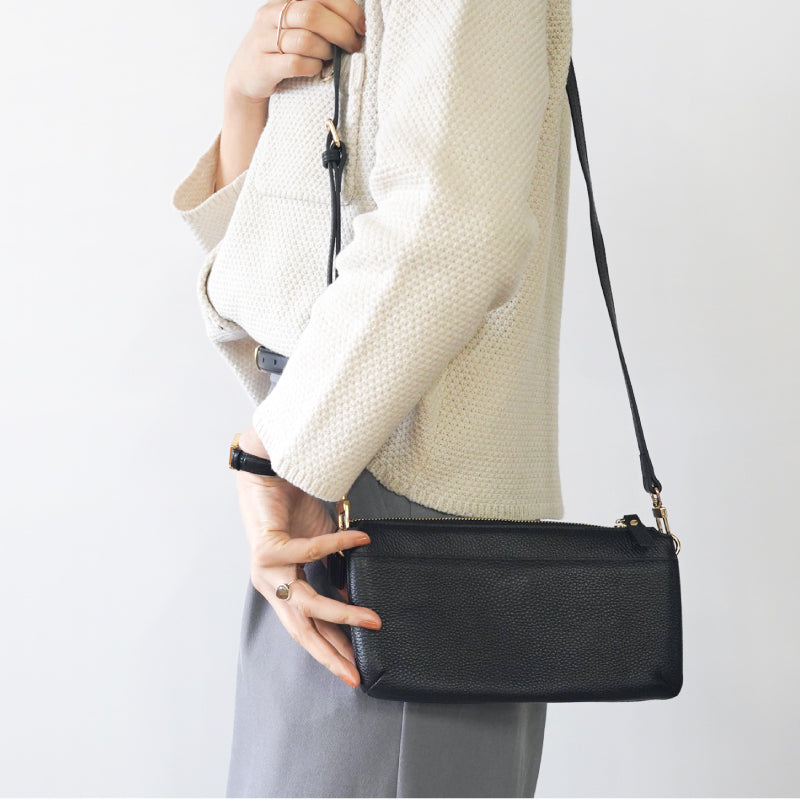 本革バイカラー お財布ポシェット