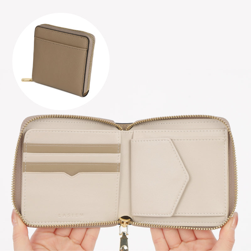 本革ボックス型小銭入れの二つ折りミニ財布