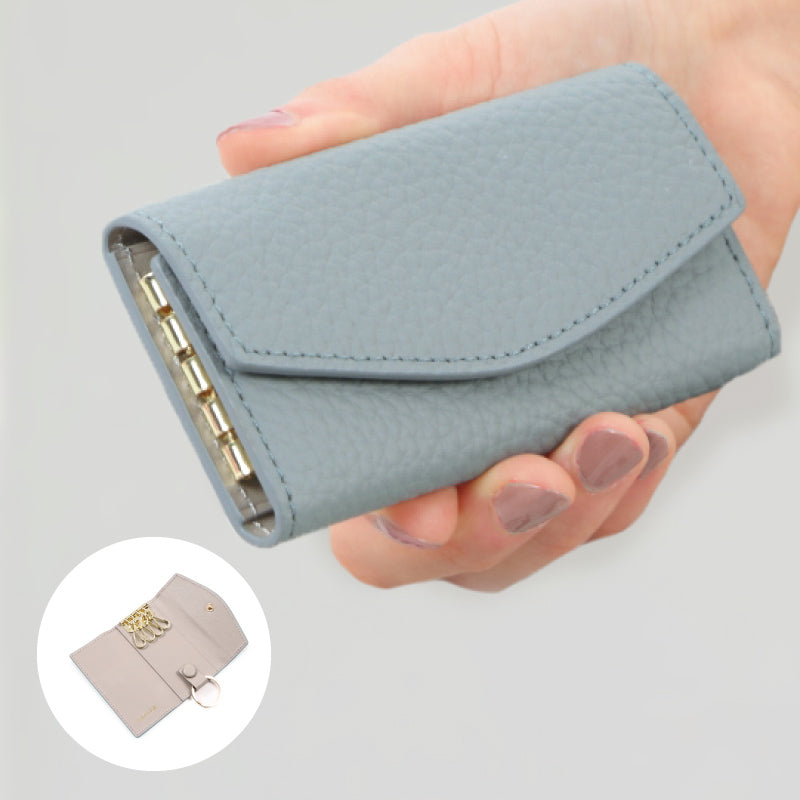 本革バイカラー三つ折りキーケース 4連