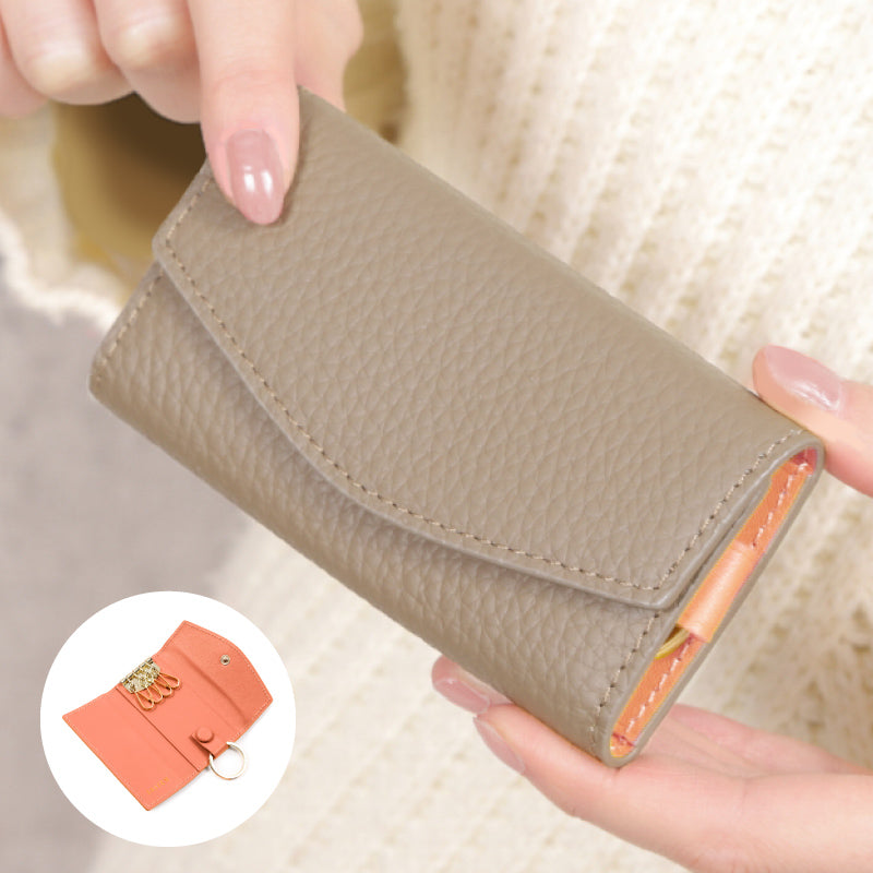 本革バイカラー三つ折りキーケース 4連