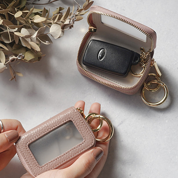 本革バイカラークリア窓付きスマートキーケース(選べる2タイプ)