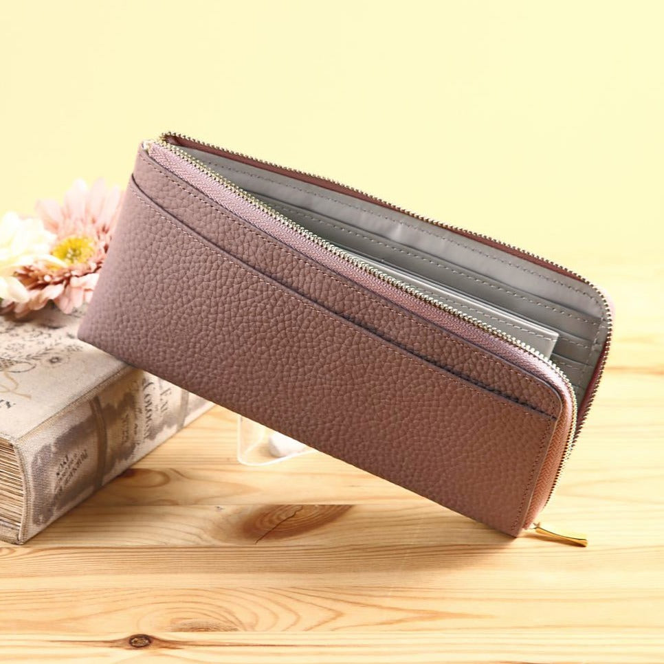 本革バイカラーL字ファスナー長財布