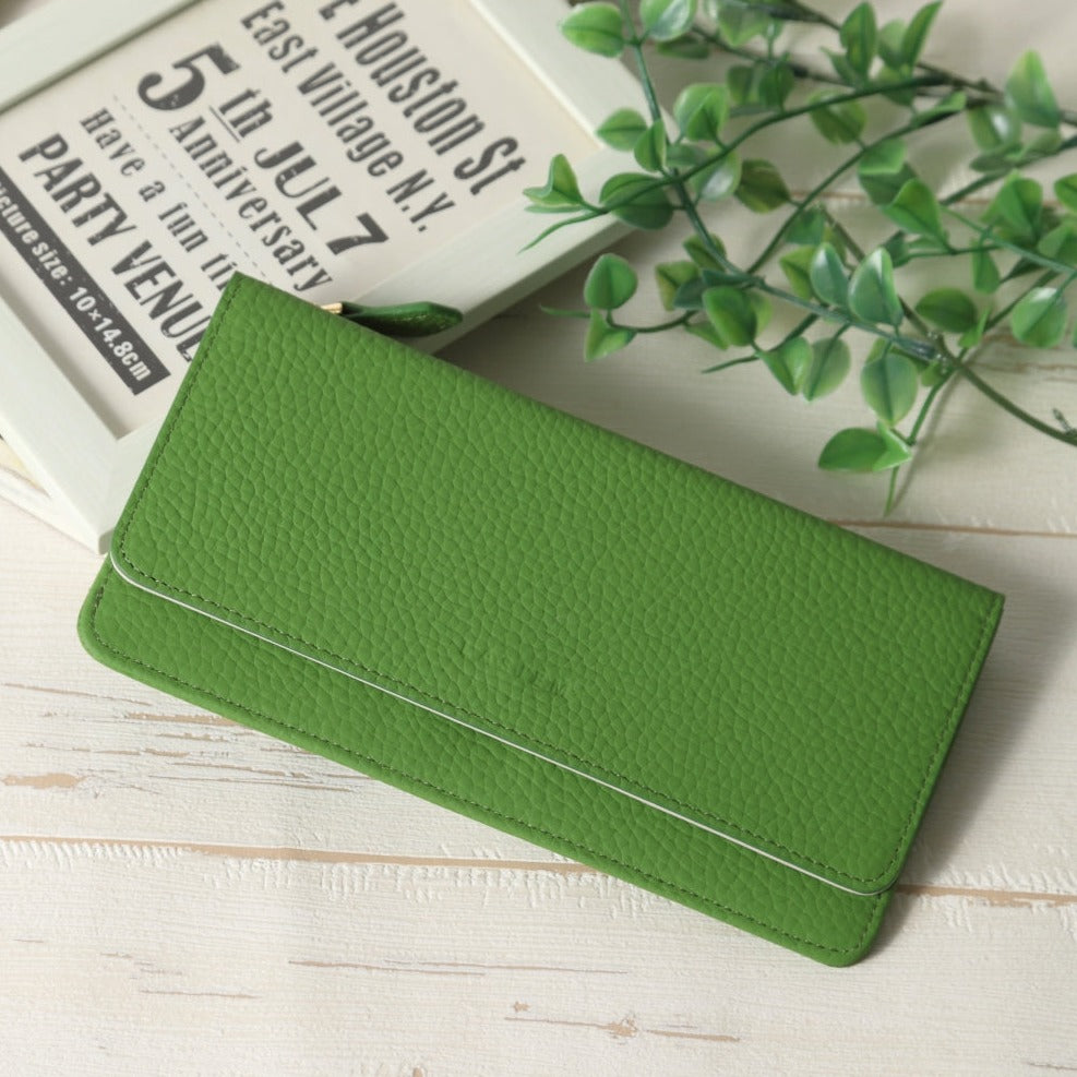 本革バイカラー超薄型かぶせ蓋式長財布