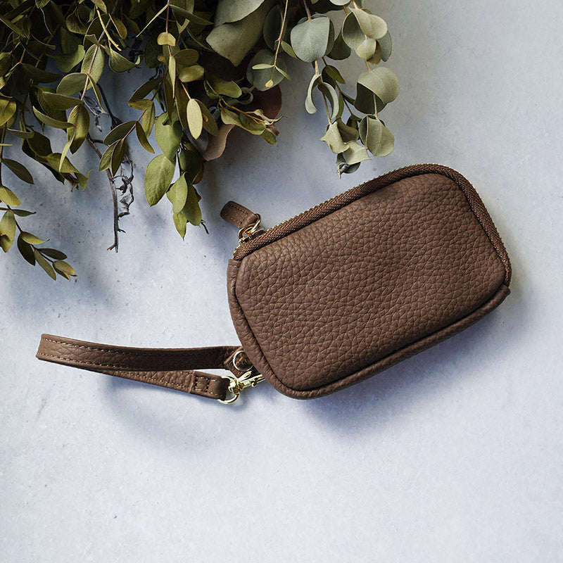 本革バイカラーリール付きパス・コイン・カード・キーケース