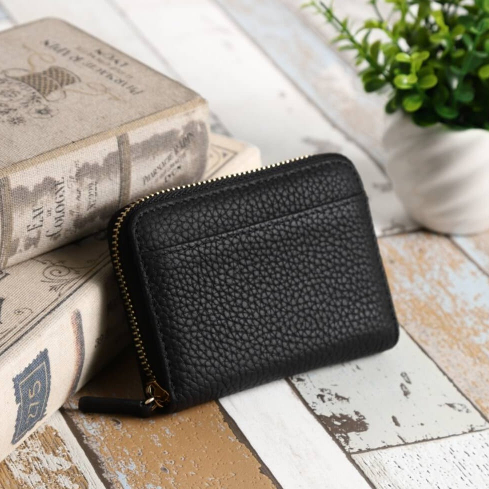 本革お札が折れないコインスルー式ミニ財布