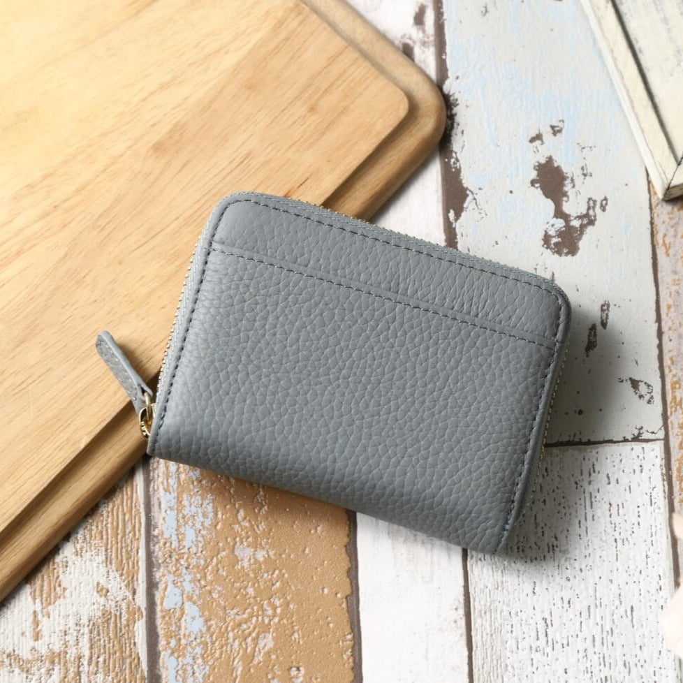 本革お札が折れないコインスルー式ミニ財布