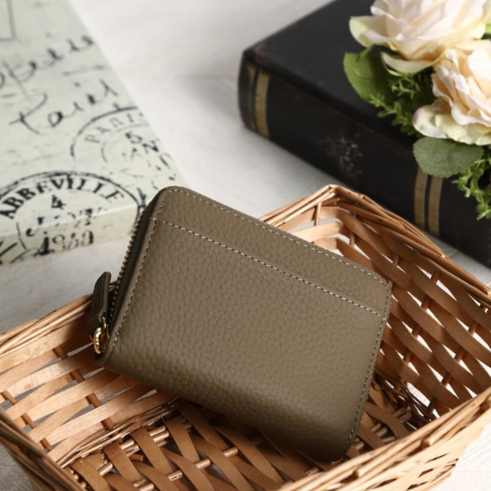 本革お札が折れないコインスルー式ミニ財布