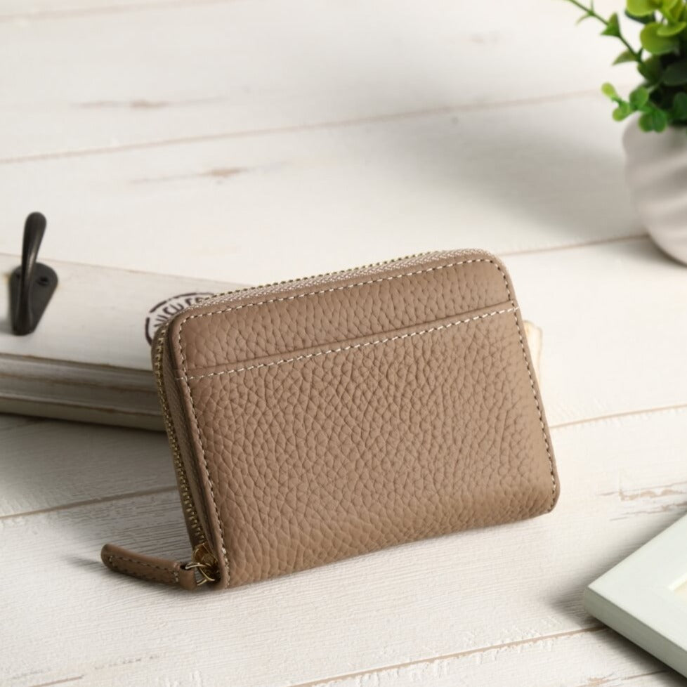 本革お札が折れないコインスルー式ミニ財布