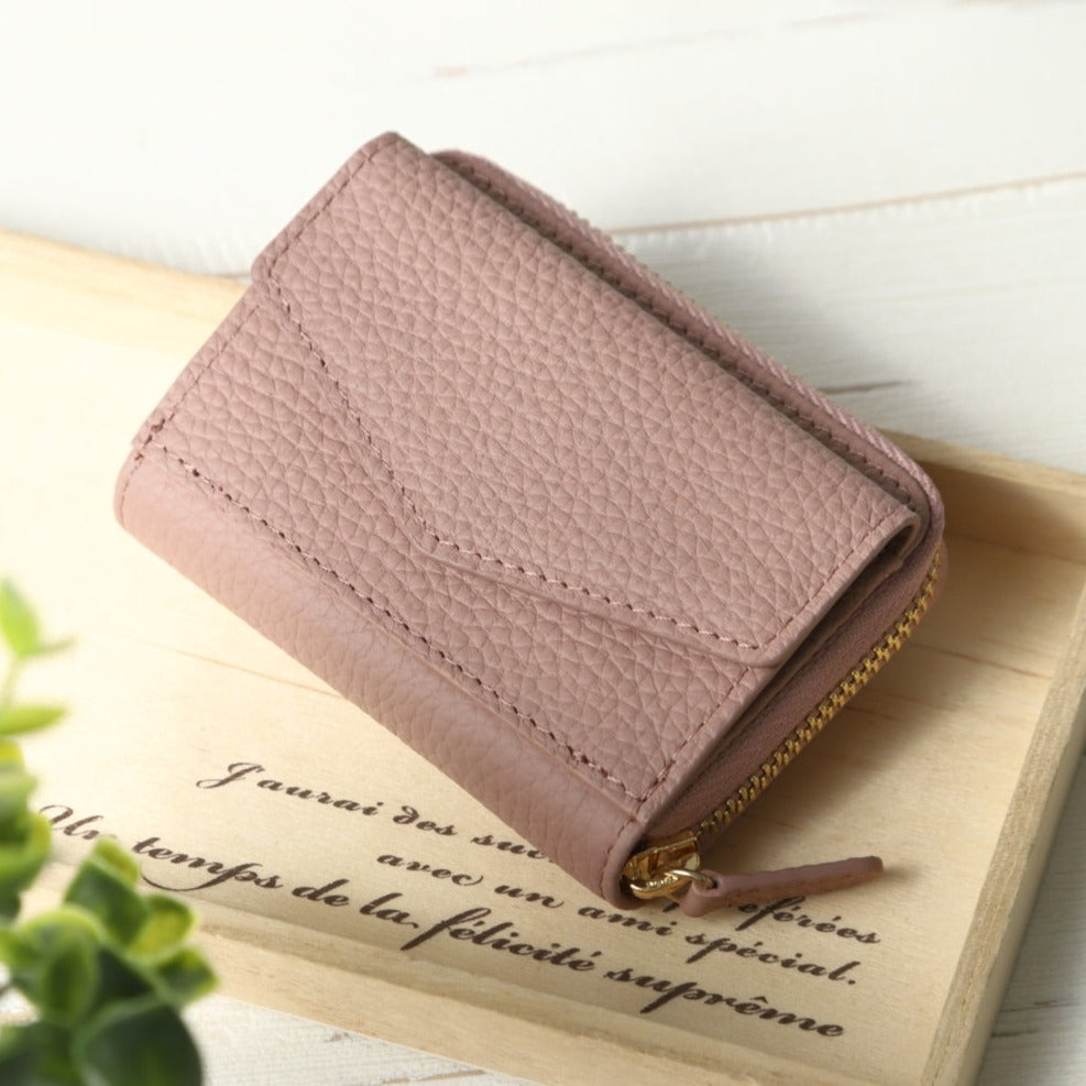 LASIEM (ラシエム) ミニ財布 財布 カードケース お札が折れないミニ財布 コインケース レディース 本革 (モスグリーン)