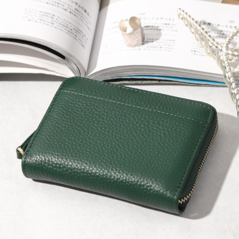 本革バイカラー薄型お札が折れないじゃばら式ミニ財布