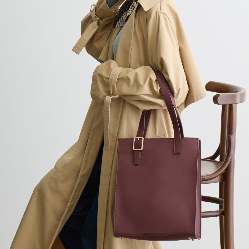 縦型レザートートバッグ