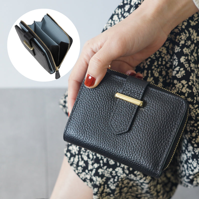 総革バイカラー　二つ折り財布