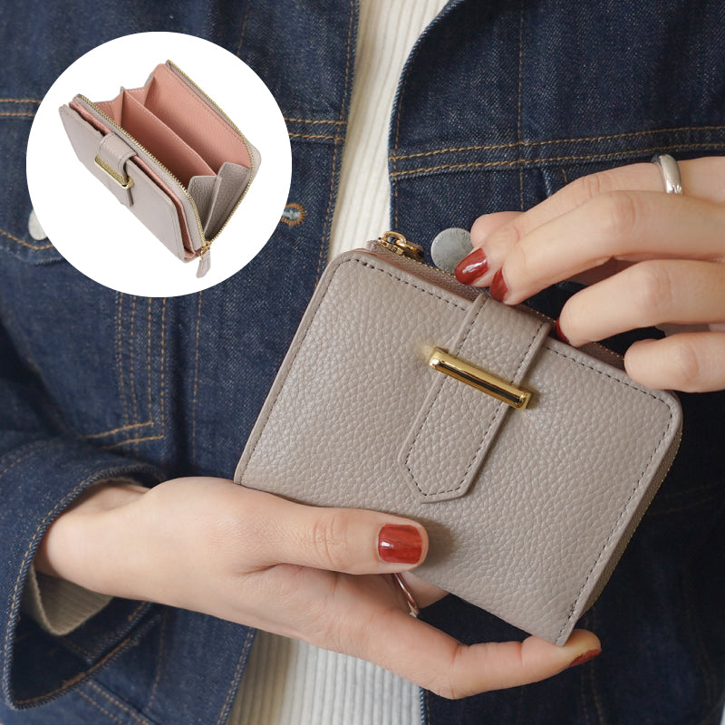 総革バイカラー　二つ折り財布