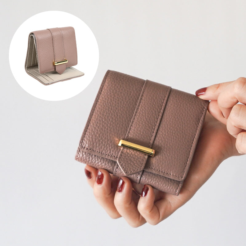 総革バイカラー　三つ折り財布