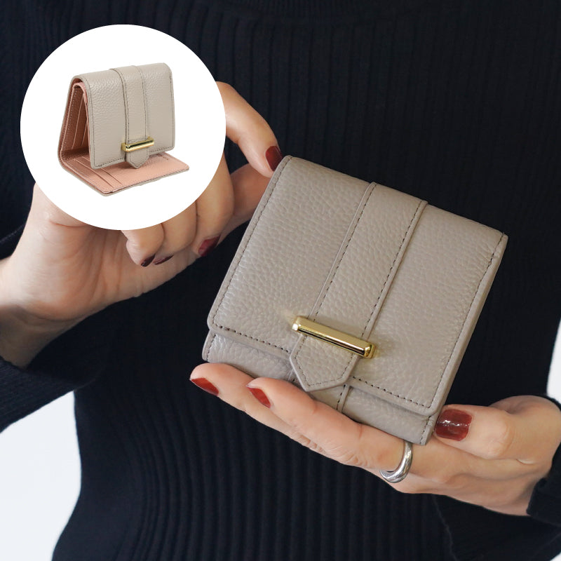 総革バイカラー　三つ折り財布