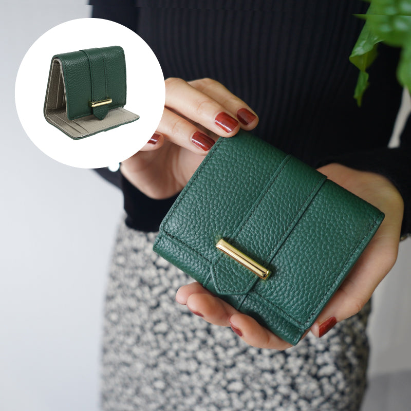 総革バイカラー　三つ折り財布