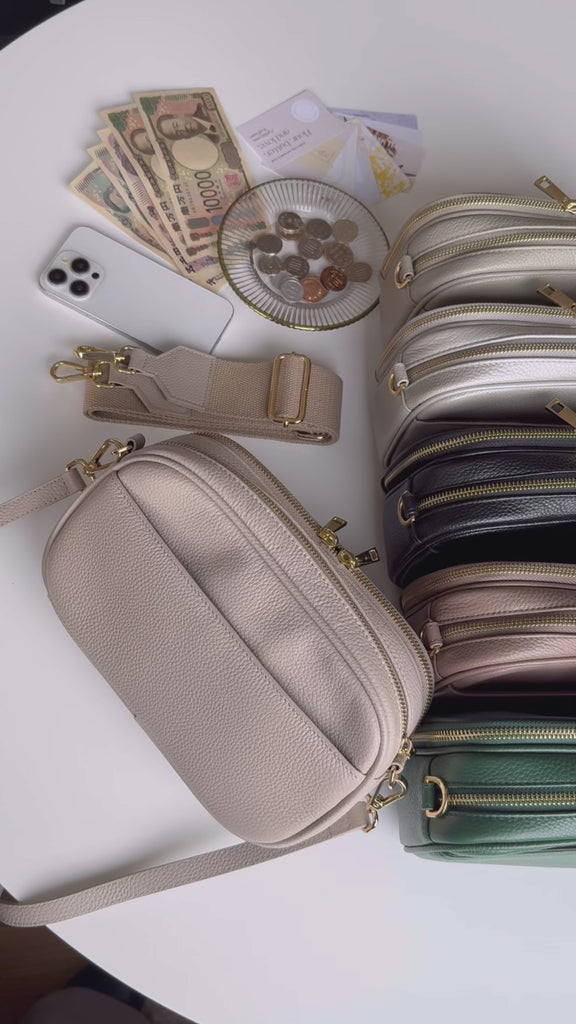 本革 お財布機能付きショルダーバッグ 　ショルダーベルト２本付き