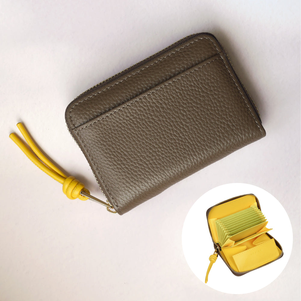 本革お札が折れないじゃばら式ミニ財布