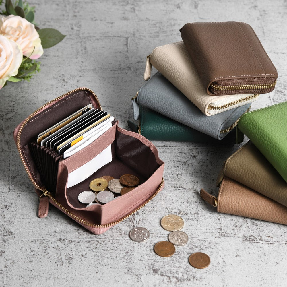 本革お札が折れないコインスルー式ミニ財布