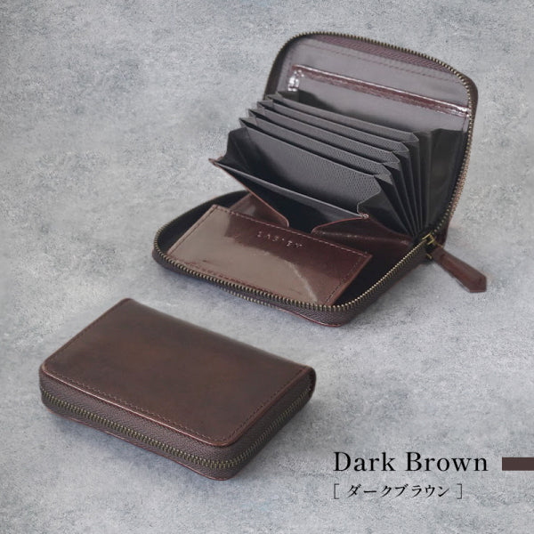 メンズ 高級タンニンなめし牛本革 薄型じゃばらミニ財布