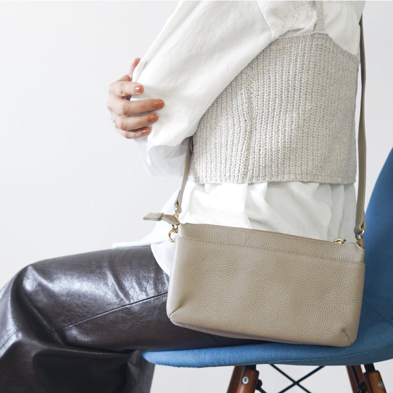 本革バイカラー お財布ポシェット