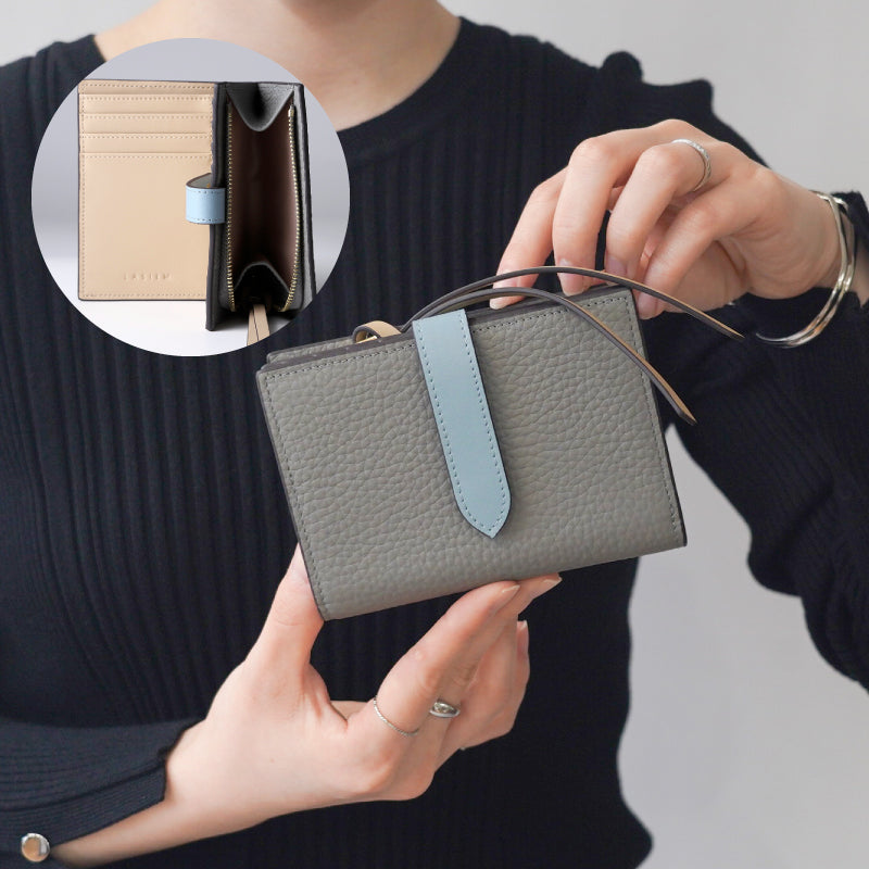 ストラップ2種付 ベルト付き二つ折り財布