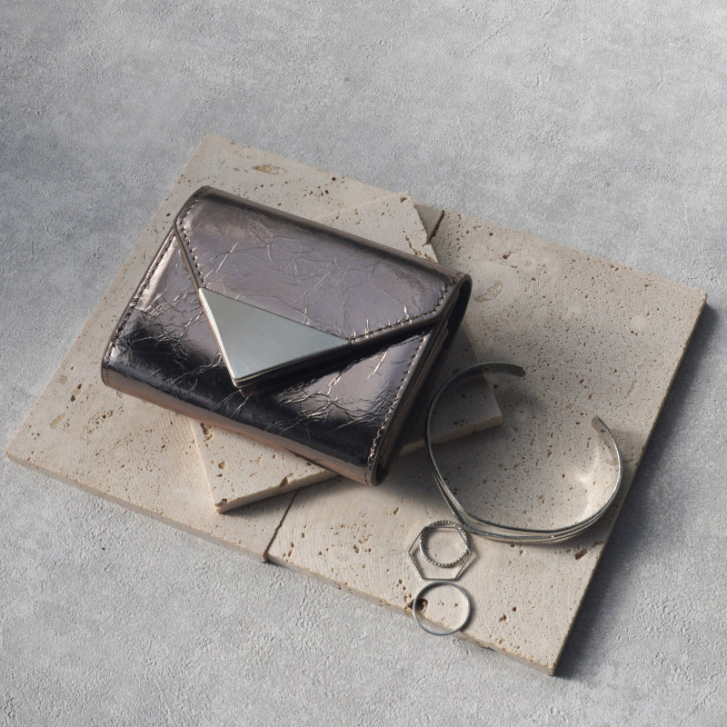 本革 メタリック ミニ財布