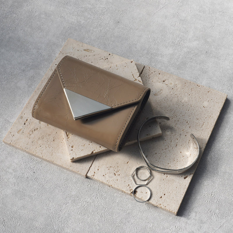 本革 メタリック ミニ財布