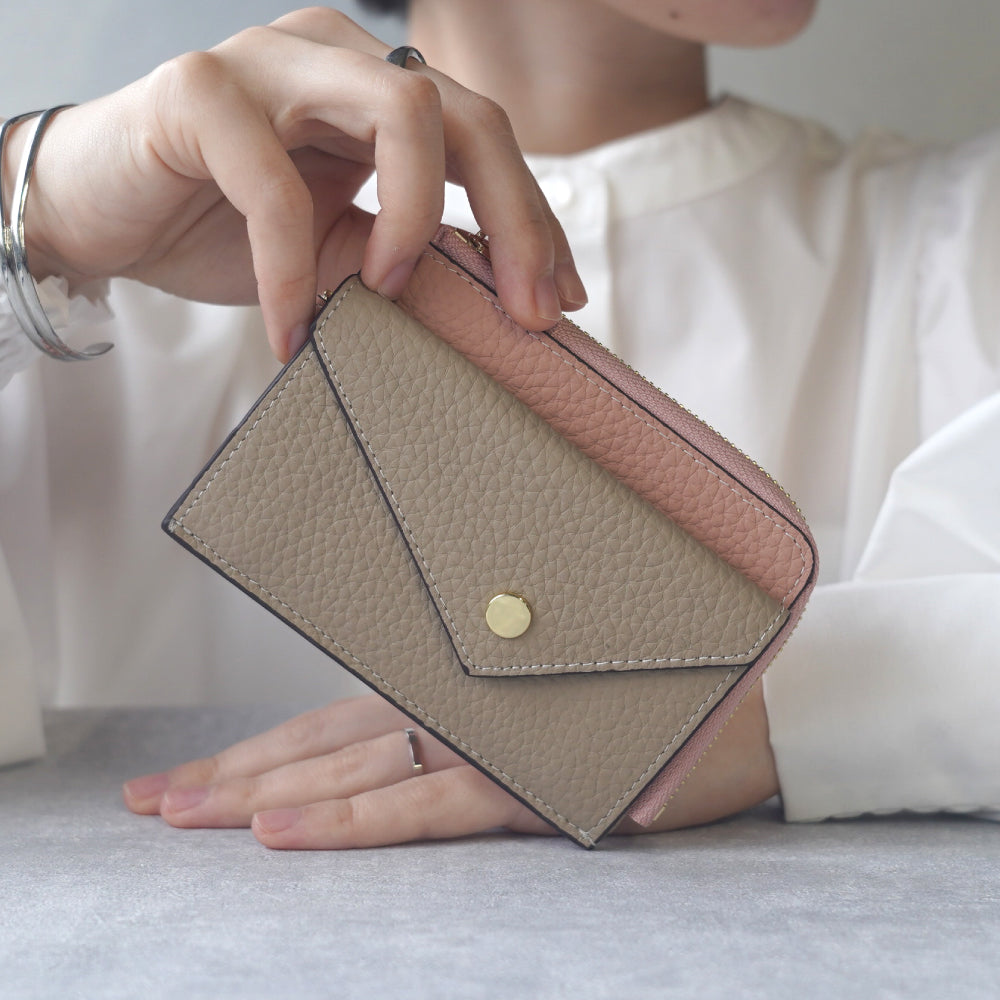 本革 フラグメントケース ミニ財布 バイカラー