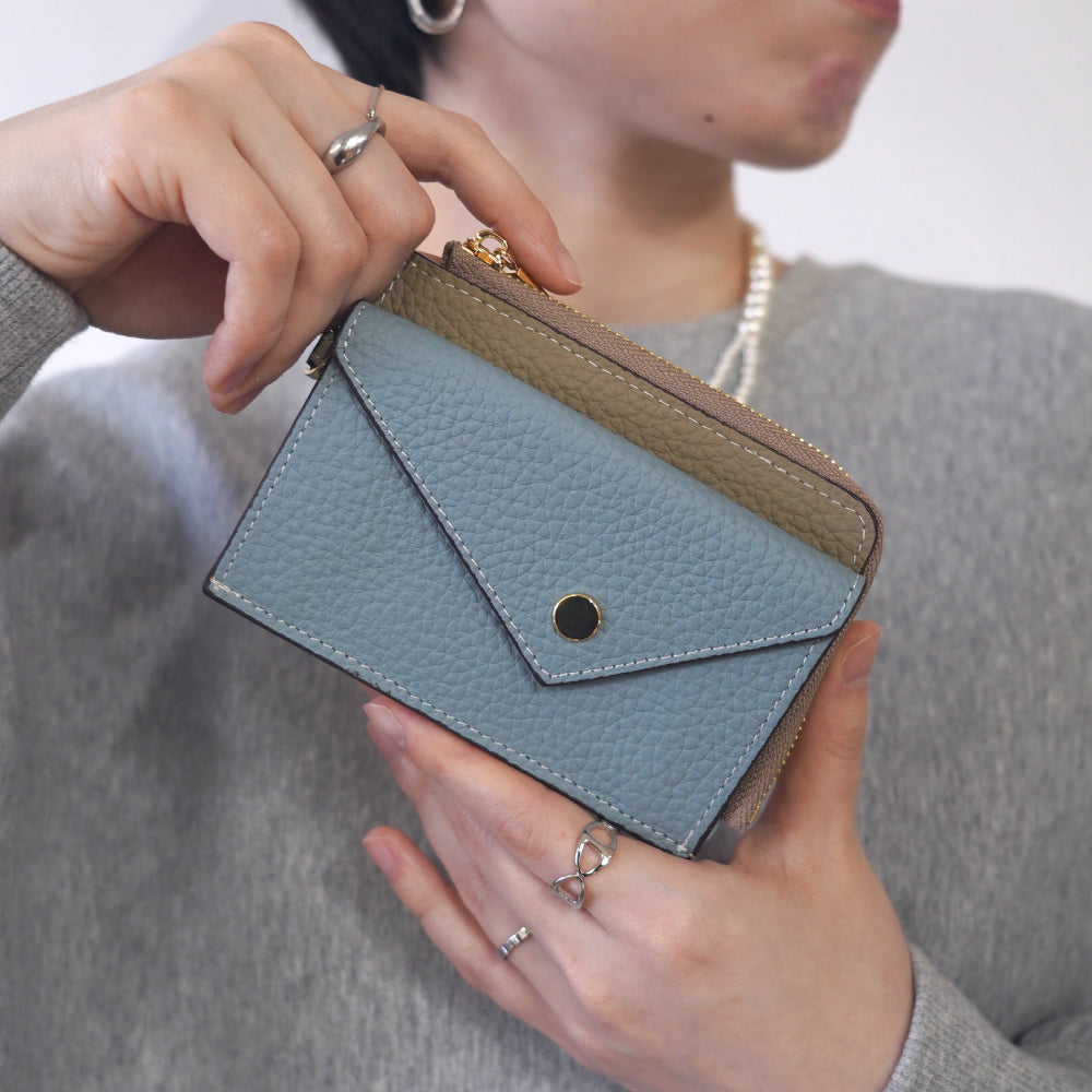 本革 フラグメントケース ミニ財布 バイカラー