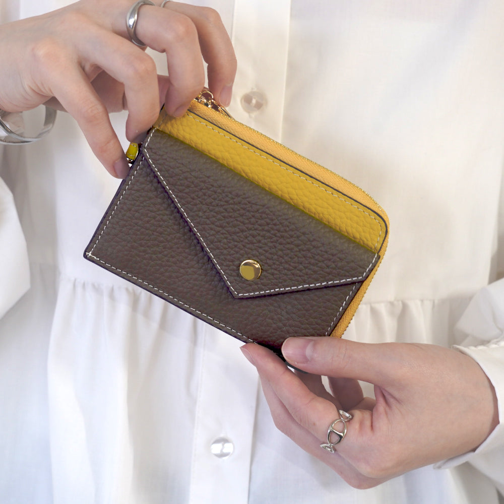 本革 フラグメントケース ミニ財布 バイカラー