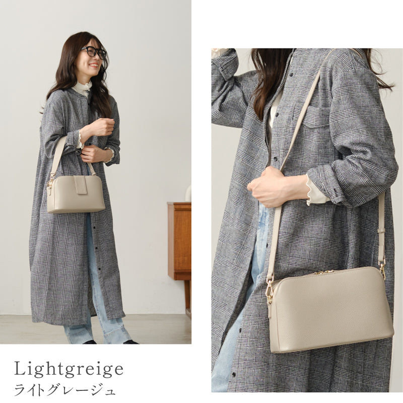 本革　お財布ショルダー　三部屋型