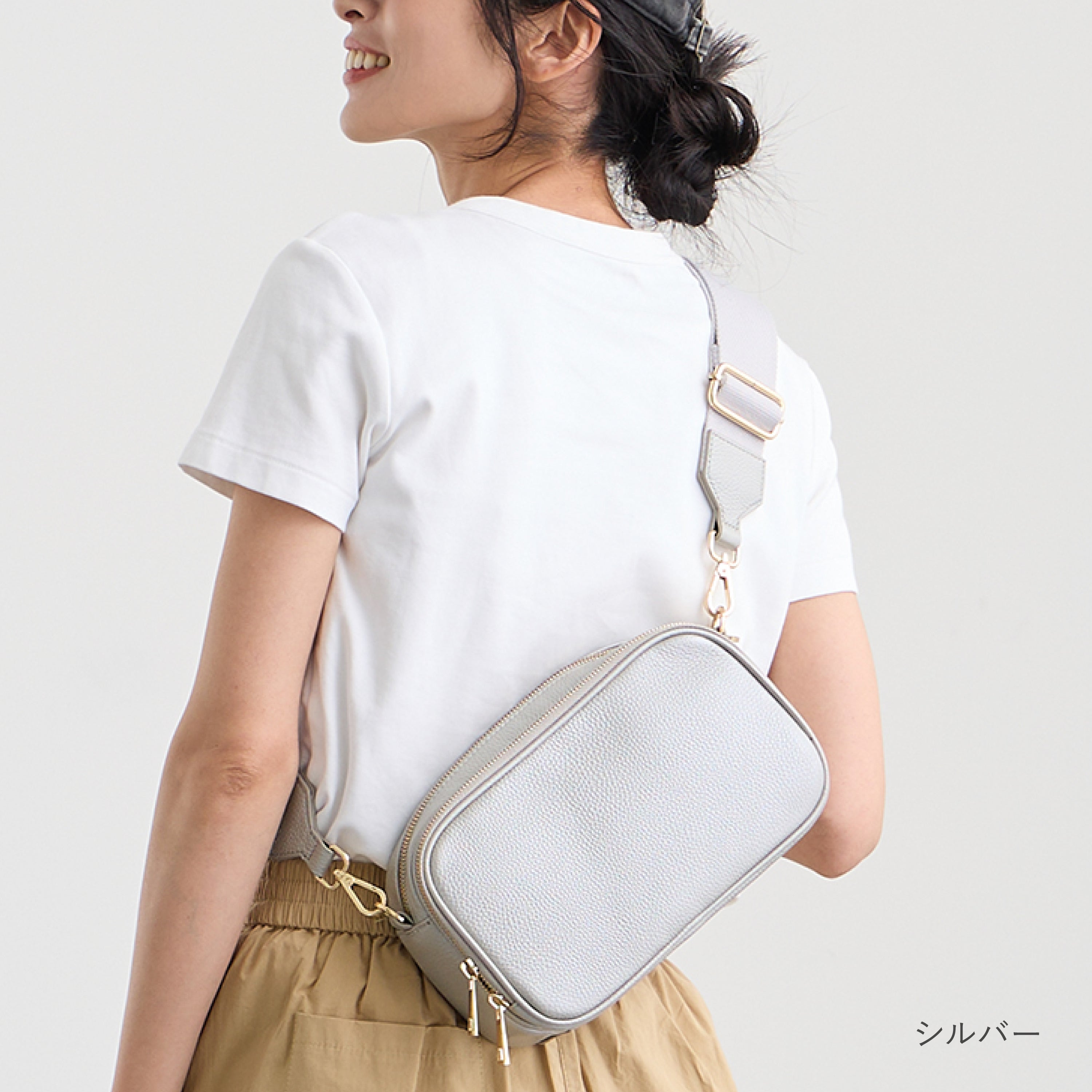 本革 お財布機能付きショルダーバッグ 　ショルダーベルト２本付き