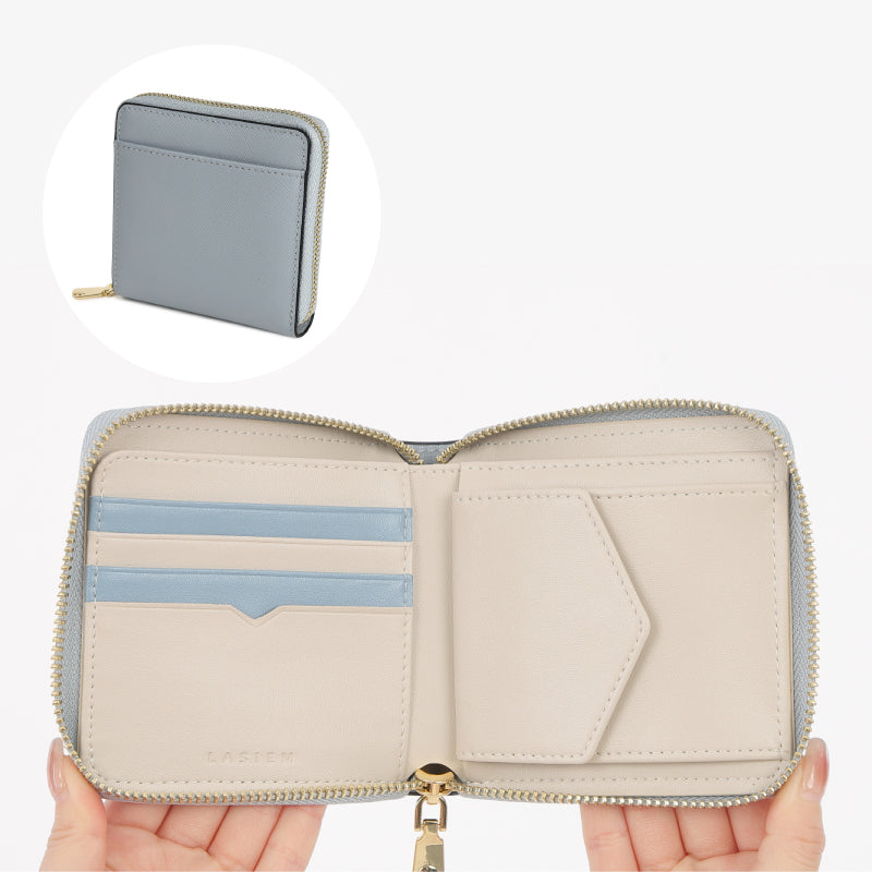 本革ボックス型小銭入れの二つ折りミニ財布