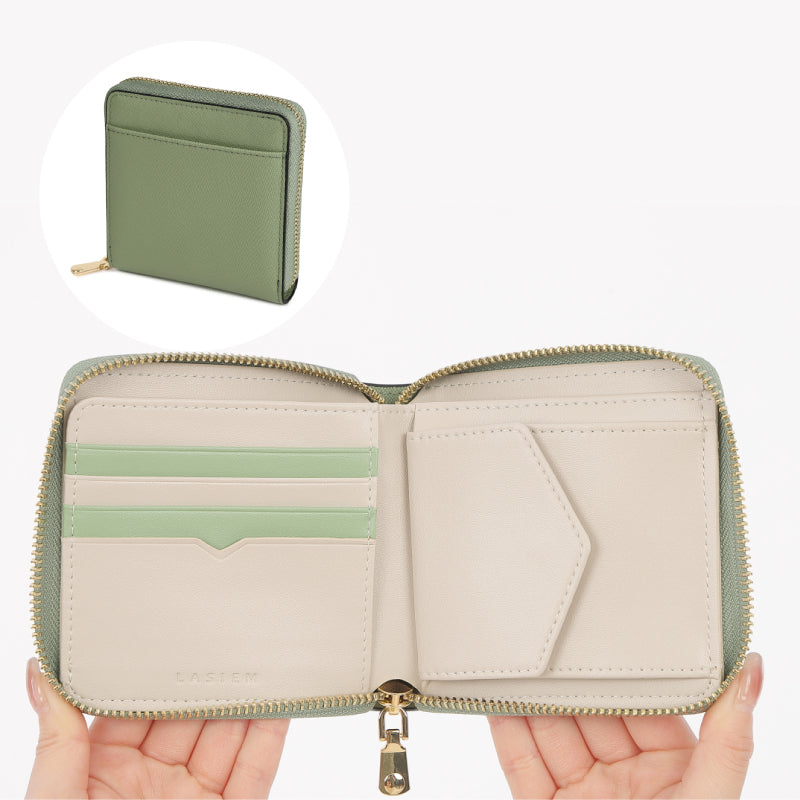 本革ボックス型小銭入れの二つ折りミニ財布