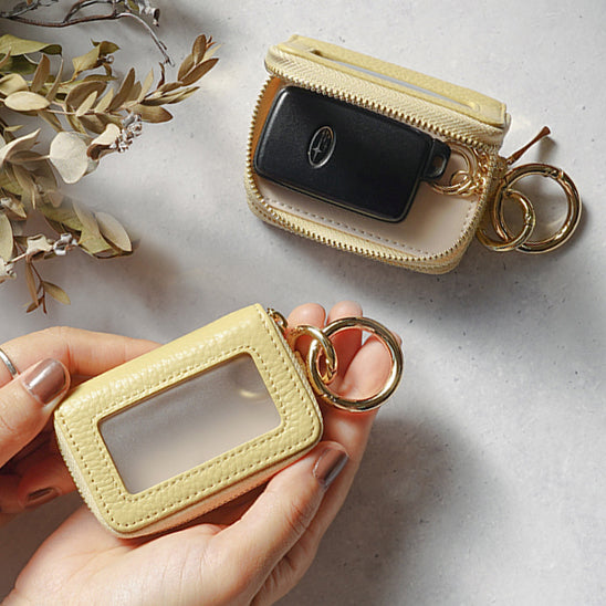 本革バイカラークリア窓付きスマートキーケース（選べる２タイプ）