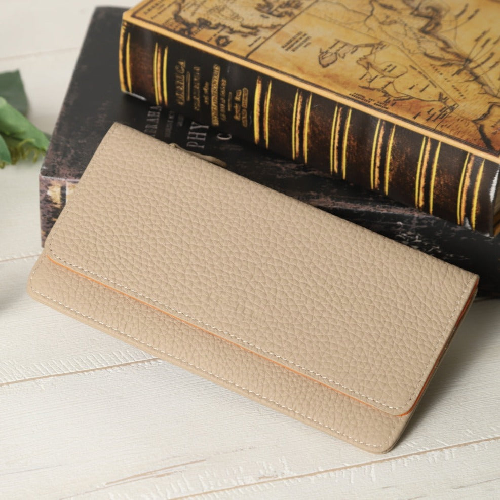 本革バイカラー超薄型かぶせ蓋式長財布