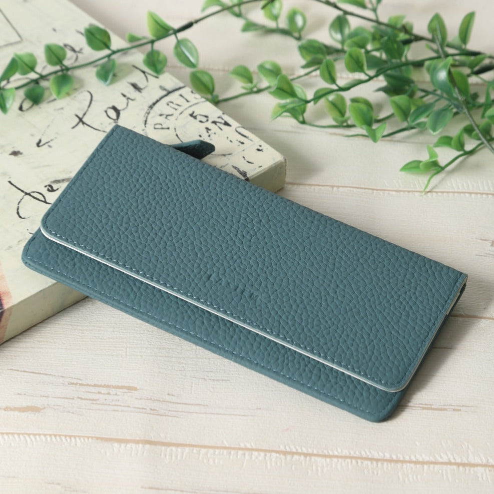 本革バイカラー超薄型かぶせ蓋式長財布