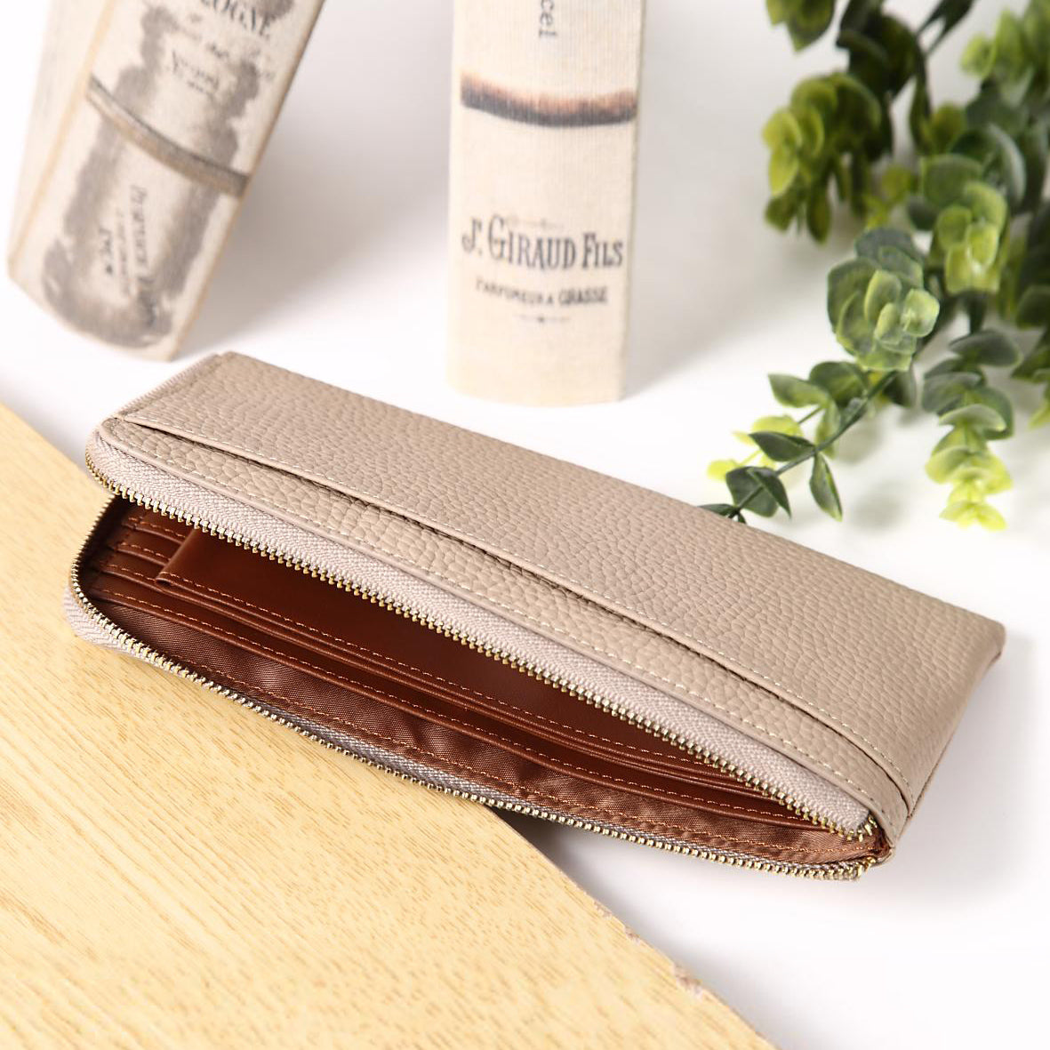 本革バイカラーL字ファスナー長財布