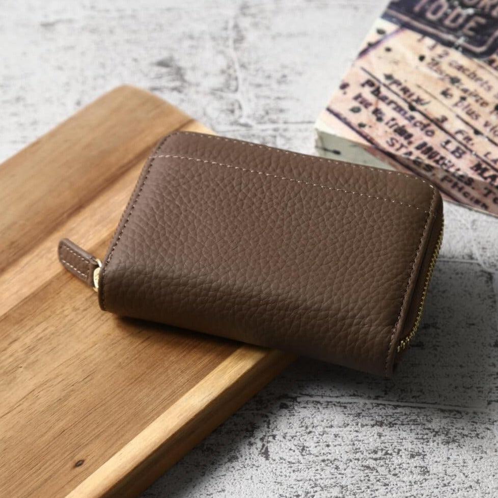本革お札が折れないコインスルー式ミニ財布