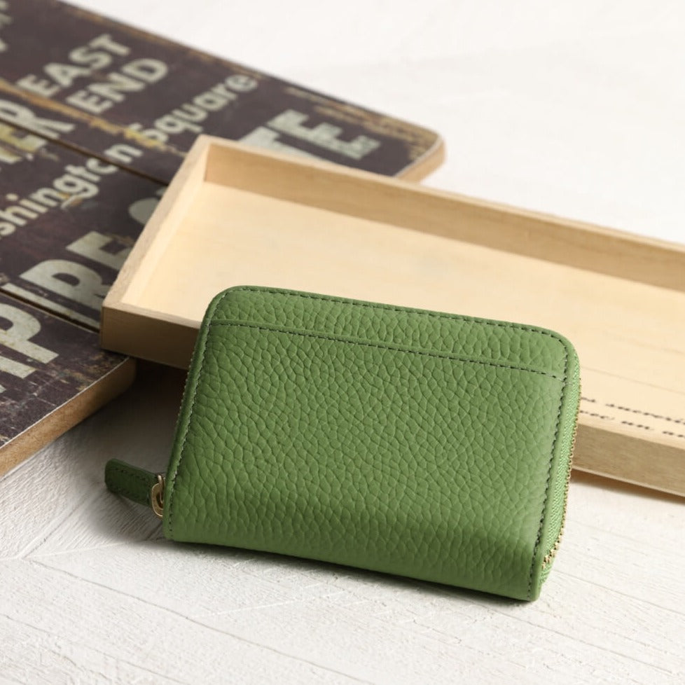 本革お札が折れないコインスルー式ミニ財布